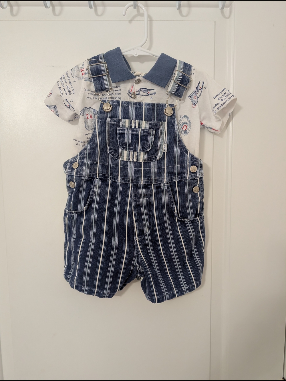 Vintage Canyon River Blues Striped Overalls With Baseball Undershirt Size 2T